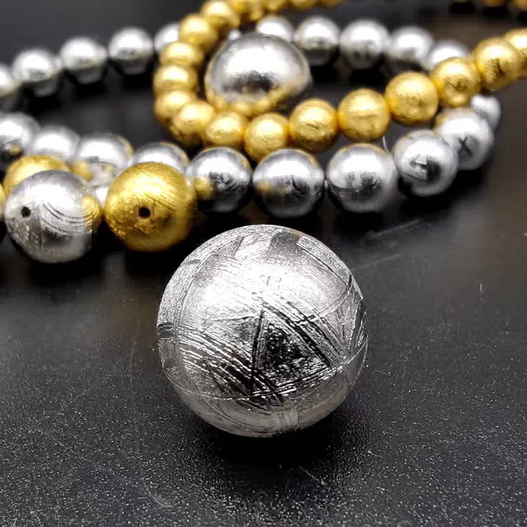 Natural Gibeon Meteorite Moldavite Round Beads Silver 8mm 9mm 7mm One Meteorite Bead DIY Drop Shipping AAAAA