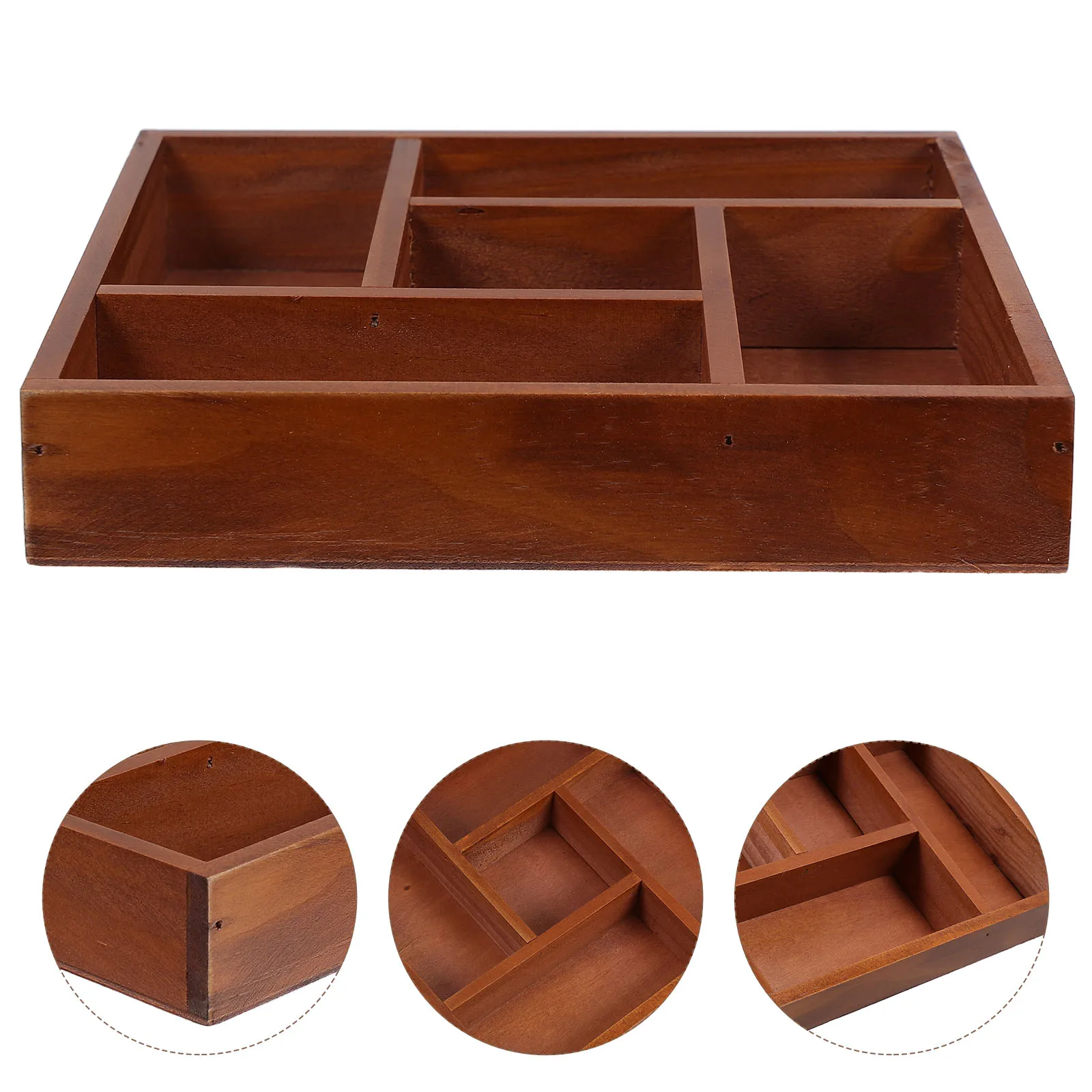 

Vintage Wooden Drawer Organizer Tray For Makeup Bathroom Bedroom Storage Box Desk Divider Compartment Tray