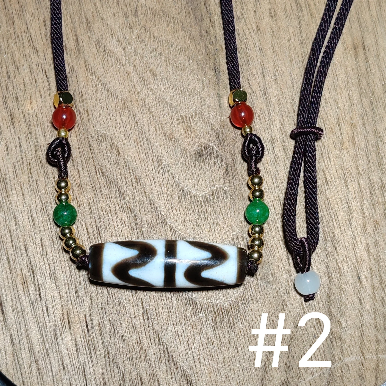 1pcs/lot Natural Agate Dzi Pendant Necklace Black white Weathering line Multiple patterns  ethnic style Men's women's styles