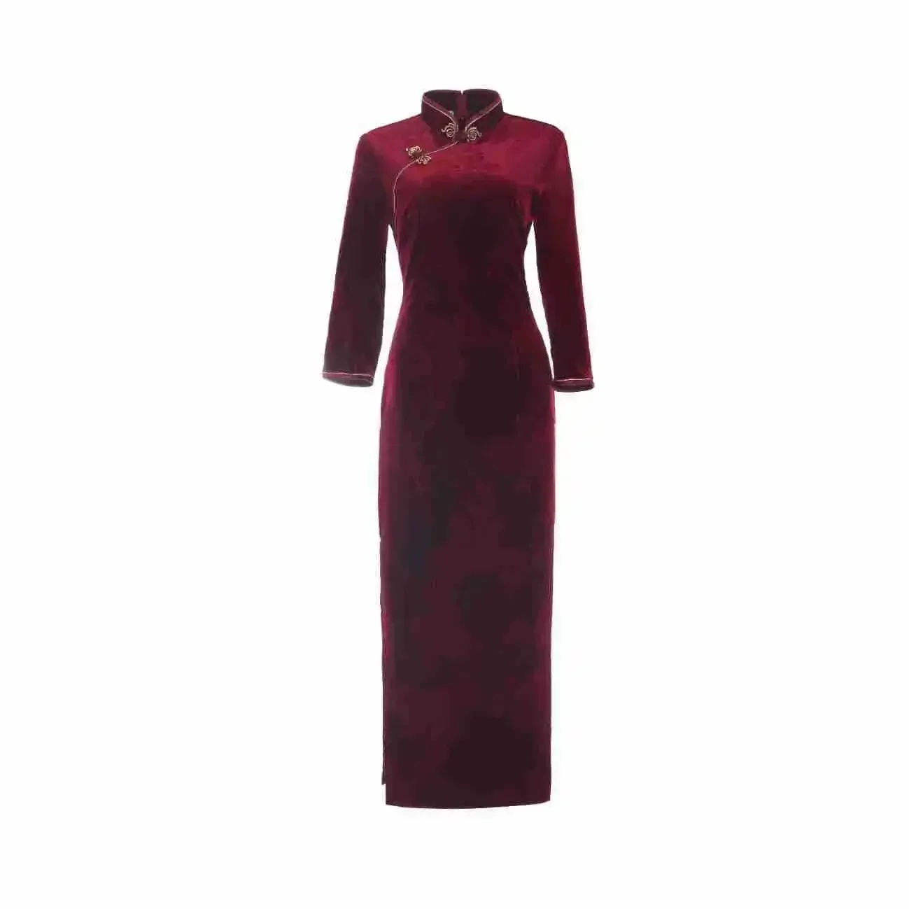 Nieuwe 4 Kleuren Vrouwen Herfst Winter Verbeterde Cheongsam Lange Vintage Trouwjurk Chinese Stijl Fluwelen Jurken Plus Size Qipao