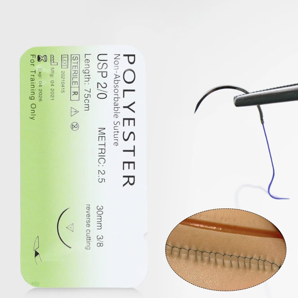 2/0 3/0 4/0 خيط حيدة طبي نايلون حرير بولي بروبيلين بوليستر خيط طبي لتعليم طلاب الطب #4