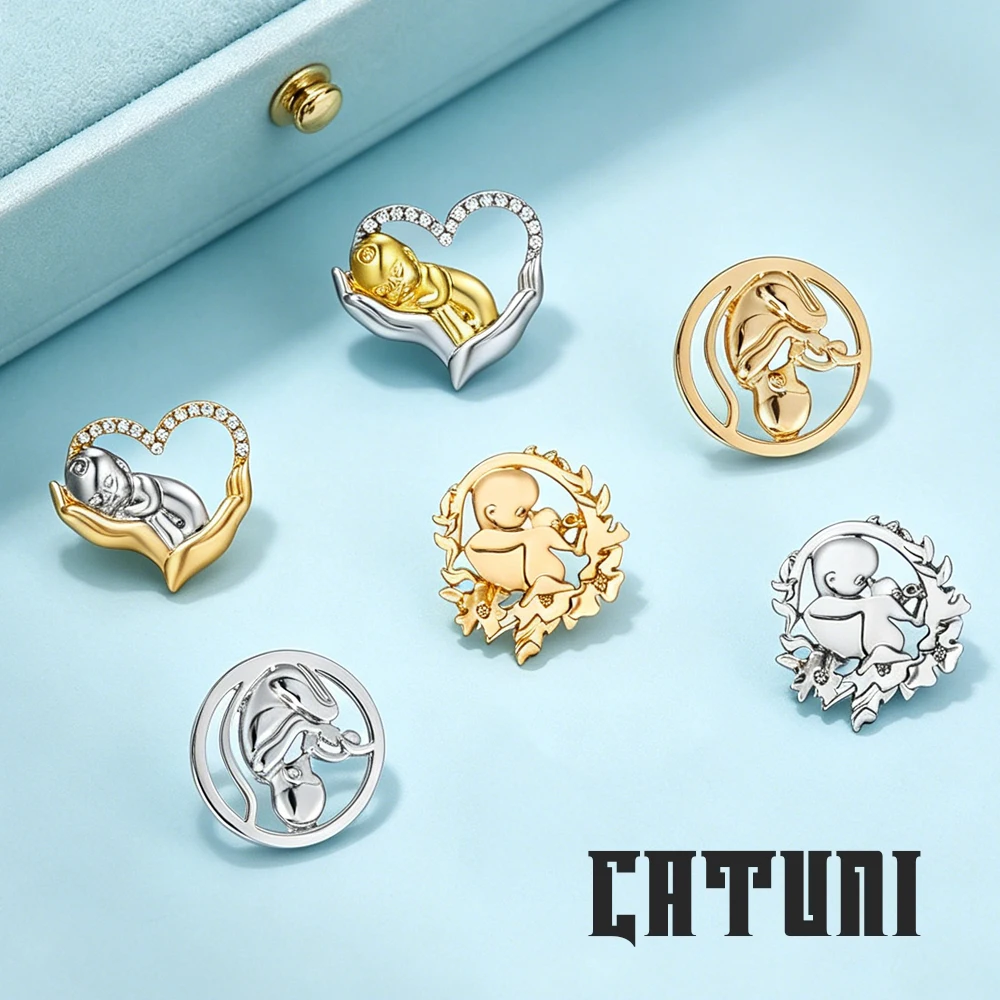 Hot Sale Obstetric Fetal Medical Pins Heart-Shaped Crystal Baby Brooches New Mom Baby Badges Doctor Nurse And Midwife Jewelry