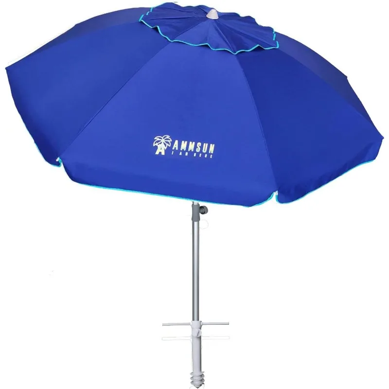 7ft Heavy Duty High Wind Beach Umbrella Parasols with sand anchor & Tilt Sun Shelter, UV 50+ Protection Outdoor Sunshade