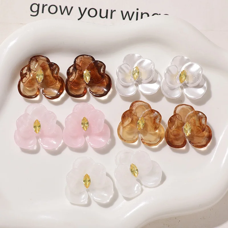 New style 40pcs/lot 26mm color pattern print cartoon flowers shape resin cabochon floral diy jewelry garment hair accessory