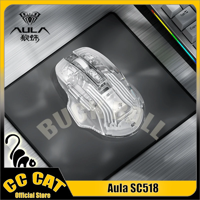 

Aula SC518 Transparent Mouse 2 Mode 2.4G Bluetooth Wireless Mouse Lightweight 4800DPI Office RGB Gaming Mice For Windows Gifts