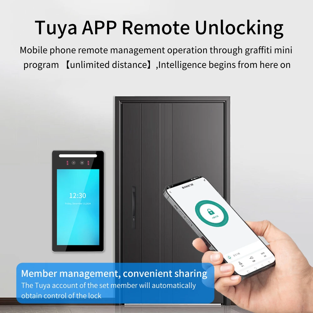 Tuya Access Control With Facial Recognition  Color Screen Multilingual Security Protection RFID Password Unlock facial Reader