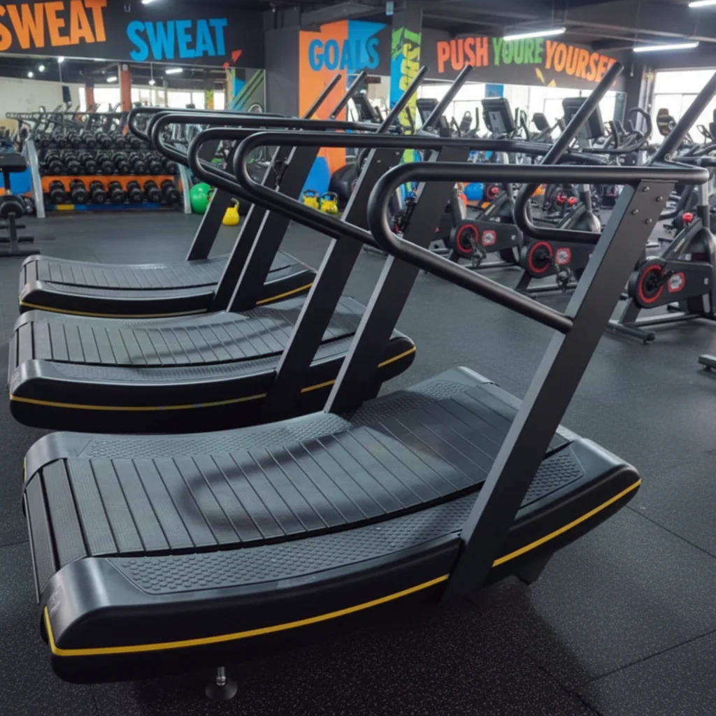 Commercial Unpowered Treadmill with LED Screen for Gym and Home Use Curved Design Fitness Equipment