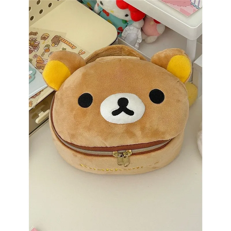 New Cute Rilakkuma Korilakkuma Bear Girls Big Plush Stuffed Cosmetic Bags Cases Makeup Bag Handbag For Women