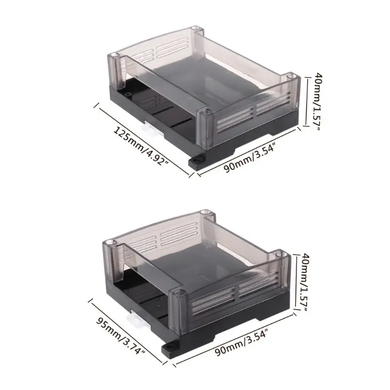 2024 New PLC Industrial Control Plastic Project Box 95x90x40mm 125x90x40mm Case Enclosure Transparent Cover for Din Rail Device