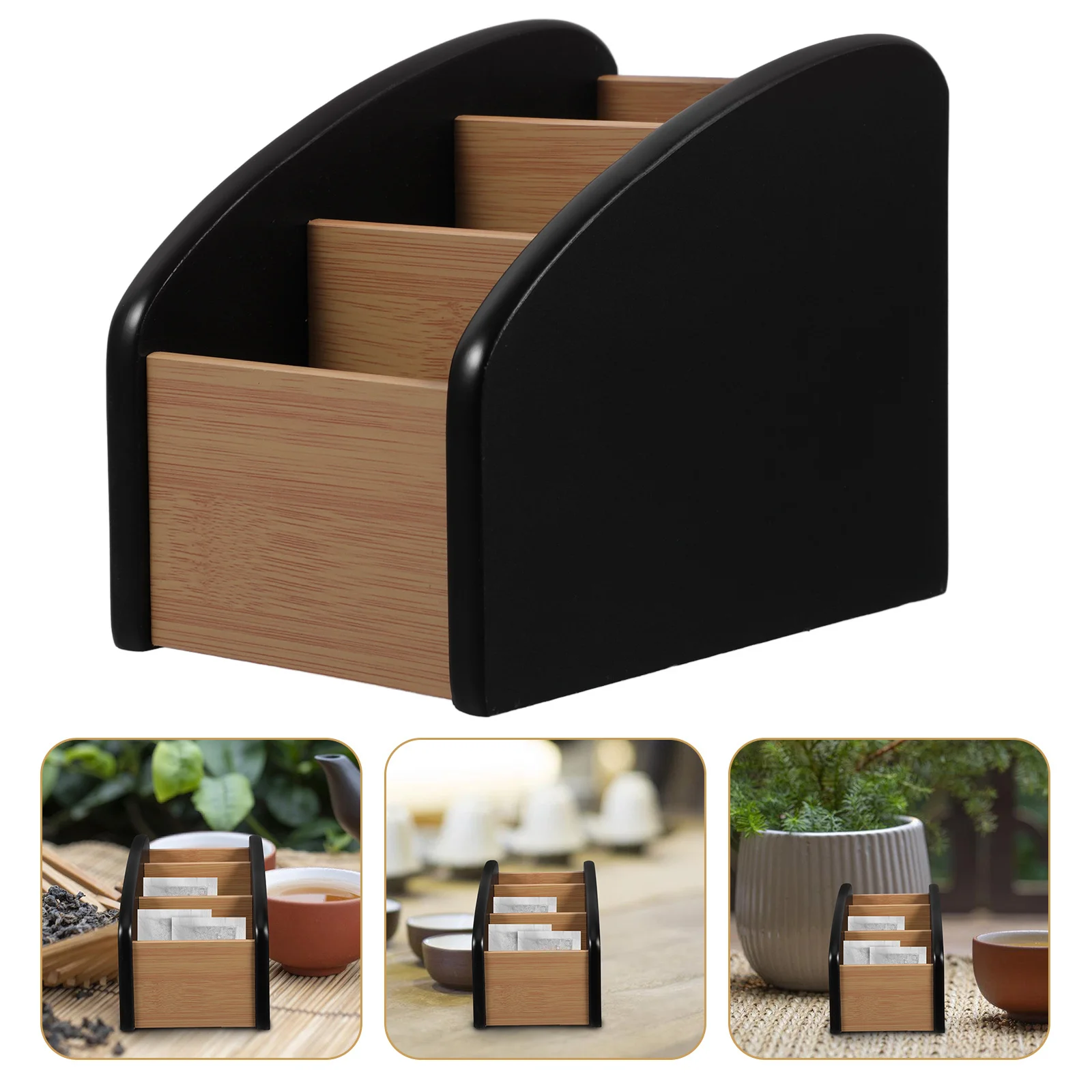 

Trapezoid Tea Bag Sugar Packet Organizer Coffee Countertop Neat Tidy Reusable Divided Storage Case Elegant Design