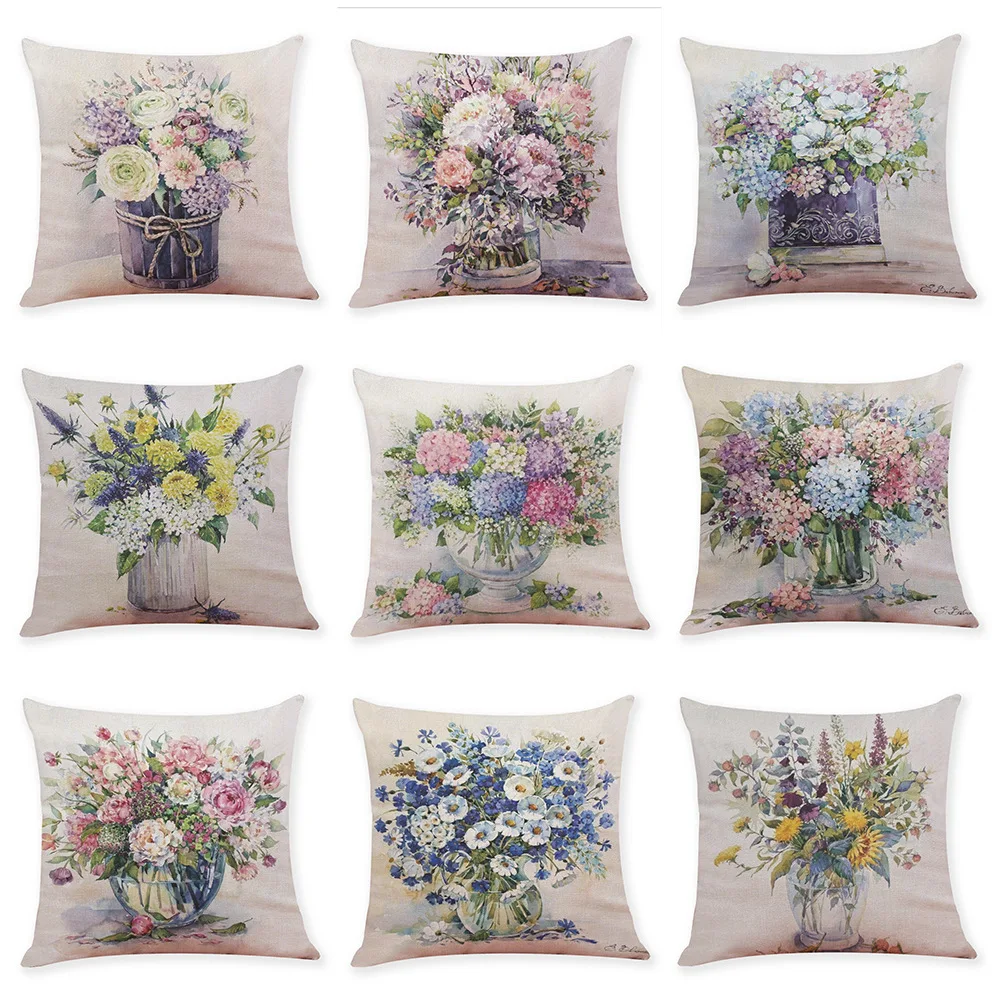 

Spring Flower Pillowcase Red Yellow Pillow Covers Decorative Sofa Bed Garden Chair Pillow Case Interior for Home Decor 45x45cm