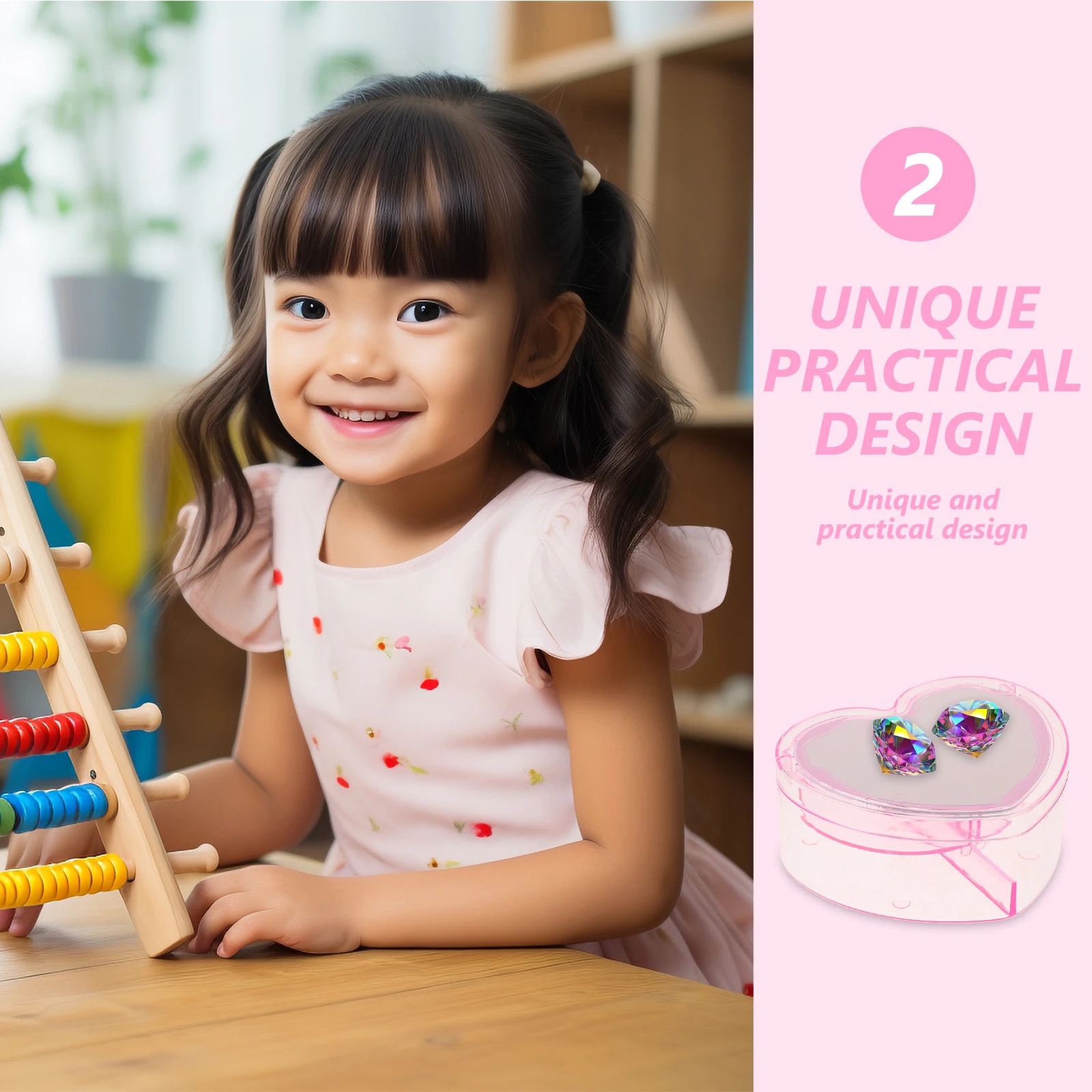 

DIY Children Jewelry Heart Shaped Storage Box Kids Accessories ganizer Portable Holder Cosmetics Case for Kids Home Supplies