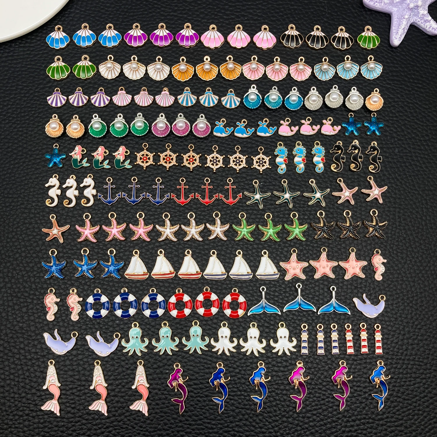 20/50/100pcs Ocean Theme Pendant Set (Anchor/Seashell/Wave Designs) - DIY Jewelry Findings for Earrings, Bracelets & Nautical De - view 5