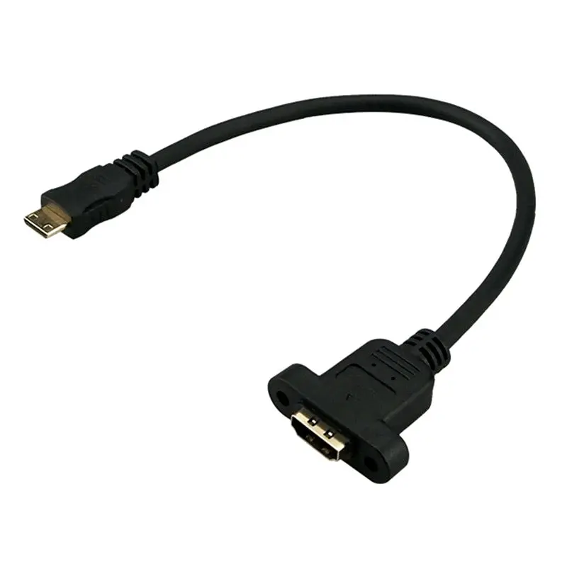 HD Micro/Mini HDMI Compatible Male To HDMI Compatible Female Ear With Screw Holes For Fixing Panel Cable A Female To D/C Male