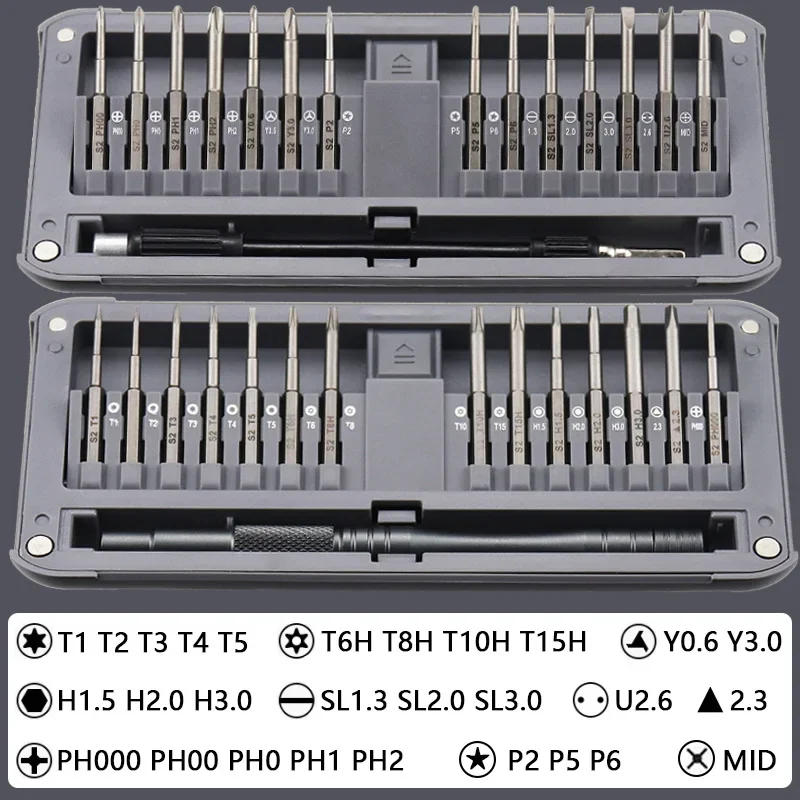 30 in 1 Precision Screwdriver Set with Magnetic Driver Extended Bits Torx Hex PC Tools for Mobile Phone Repair Hand Tool Kit