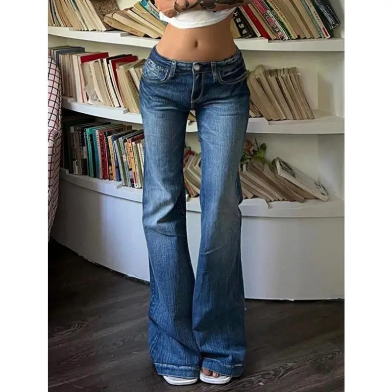 

Retro Flared Pants for Women Casual Button ket Cross-Border New Sle Fce Lined Spring Season Ladies Faion