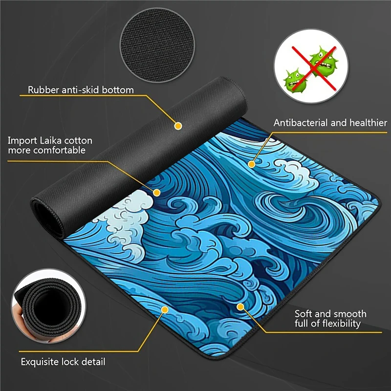 Wave Mouse Pad 400x900x2mm Gamer Desk Mat Big Gaming Mousepad XXL Mouse Mat Large Keyboard Mat Desk Pad For Computer Mousepads