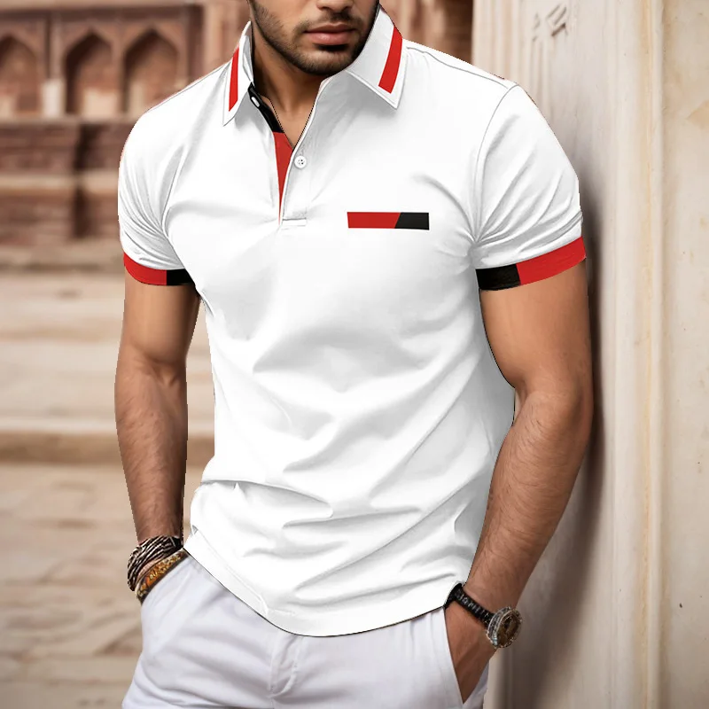 Polo de manga corta con bolsillo y cuello a rayas para hombre, Top informal con estampado Digital 3D personalizado, novedad de verano 2024