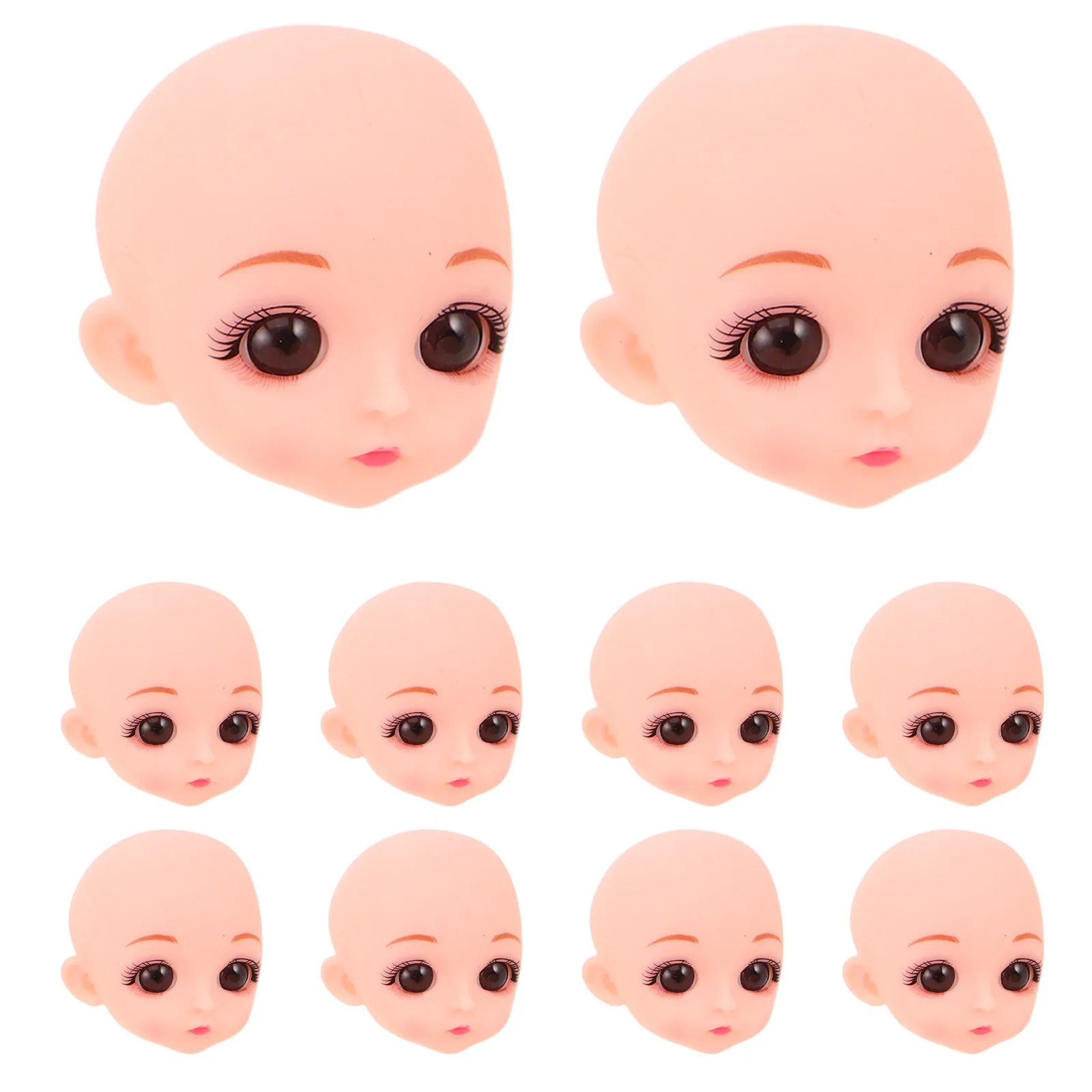 

10Pcs Soft Vinyl Head Accessories Realistic Texture for Craft Face Painting DIY Rooting Practice Repair Replacement
