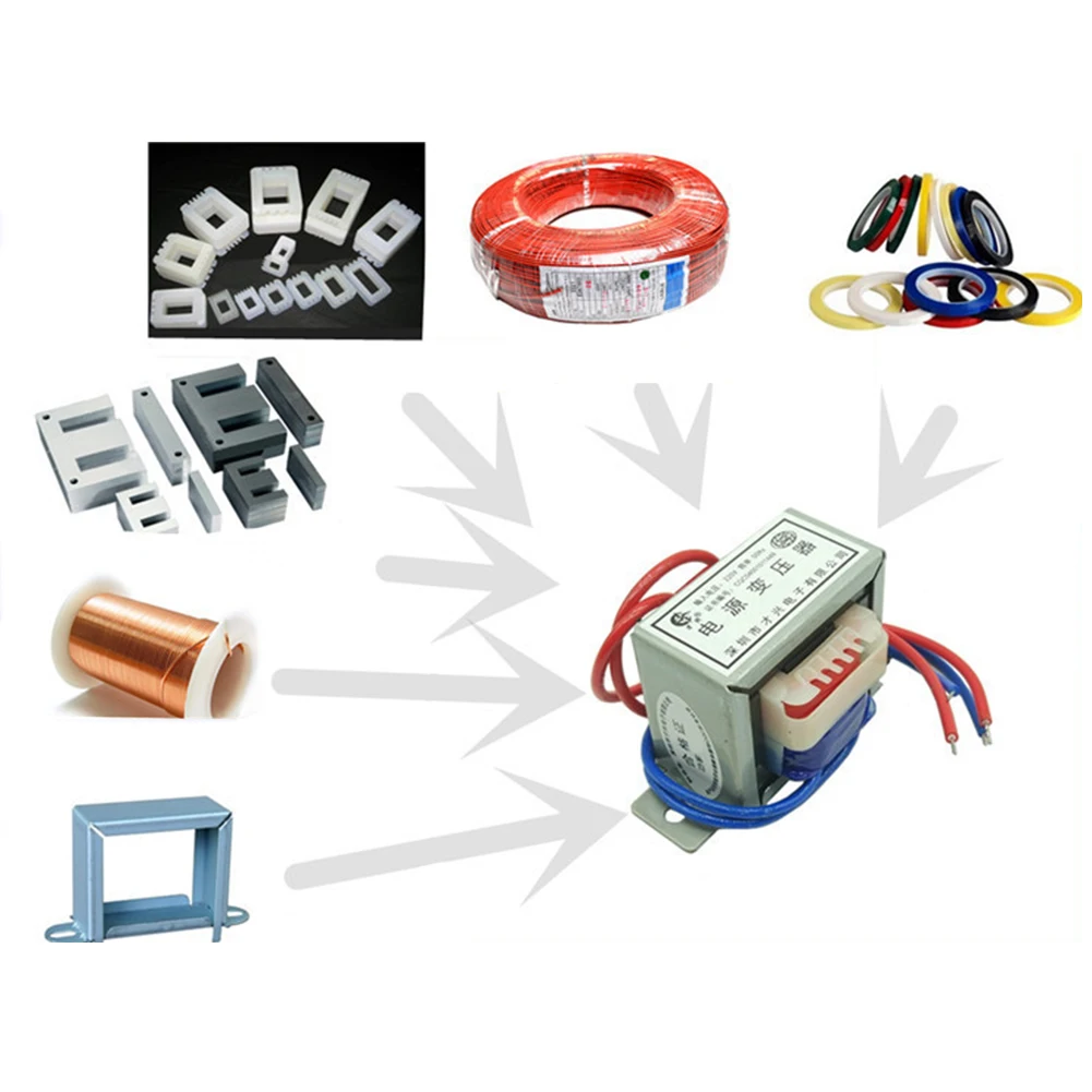 All Copper Enameled Wire AC Power Transformer Output Voltage 6V 9V 12V 15V 24V AC 220V with EI Type Core Shape