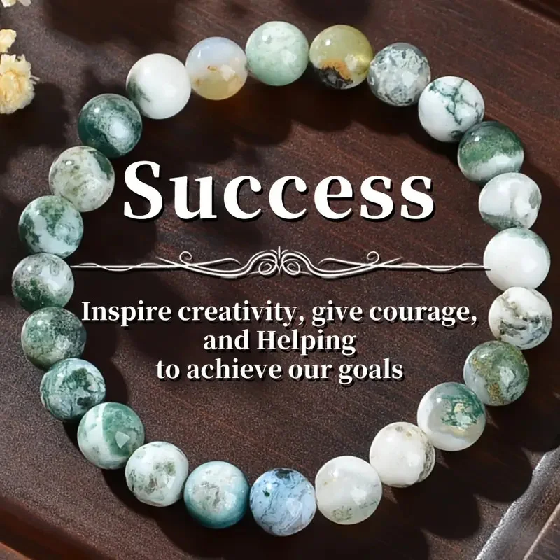 1 morceau de bracelet en pierre de cristal de guérison de dépression. Agate Dendritique. Soulage le stress, améliore la confiance et élimine les soucis