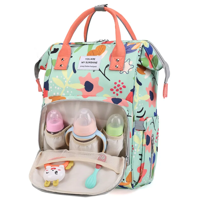 Mommy Bag New Printed Multifunctional USB Charging Mother and Child Bag for Travel Large Capacity Mommy Bag