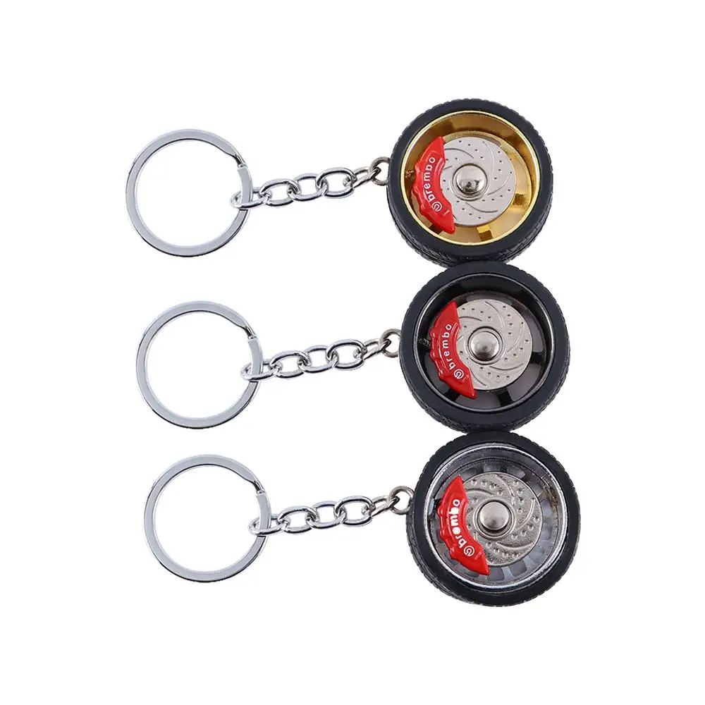 Funny Creative Alloy Car Key Chain RIM Wheel Keyring Car Wheel Keychain Simulation Tire Brake Discs Key Ring