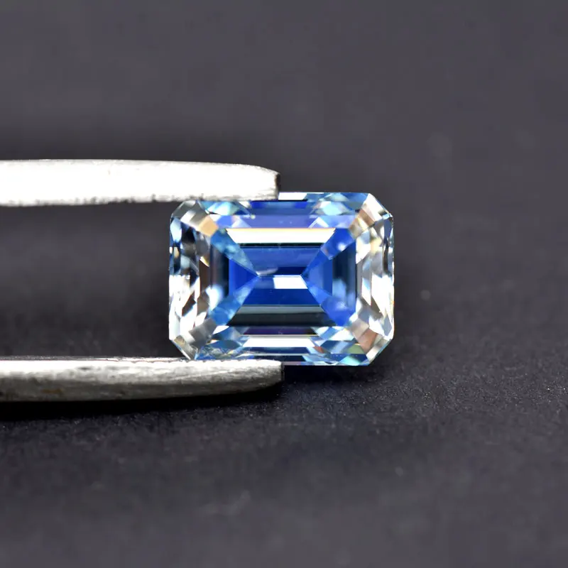 Moissanit-Stein VVS1 Smaragdschliff Eisblau Farb-Zertifizierter Synthetischer Edelstein – Detail 5
