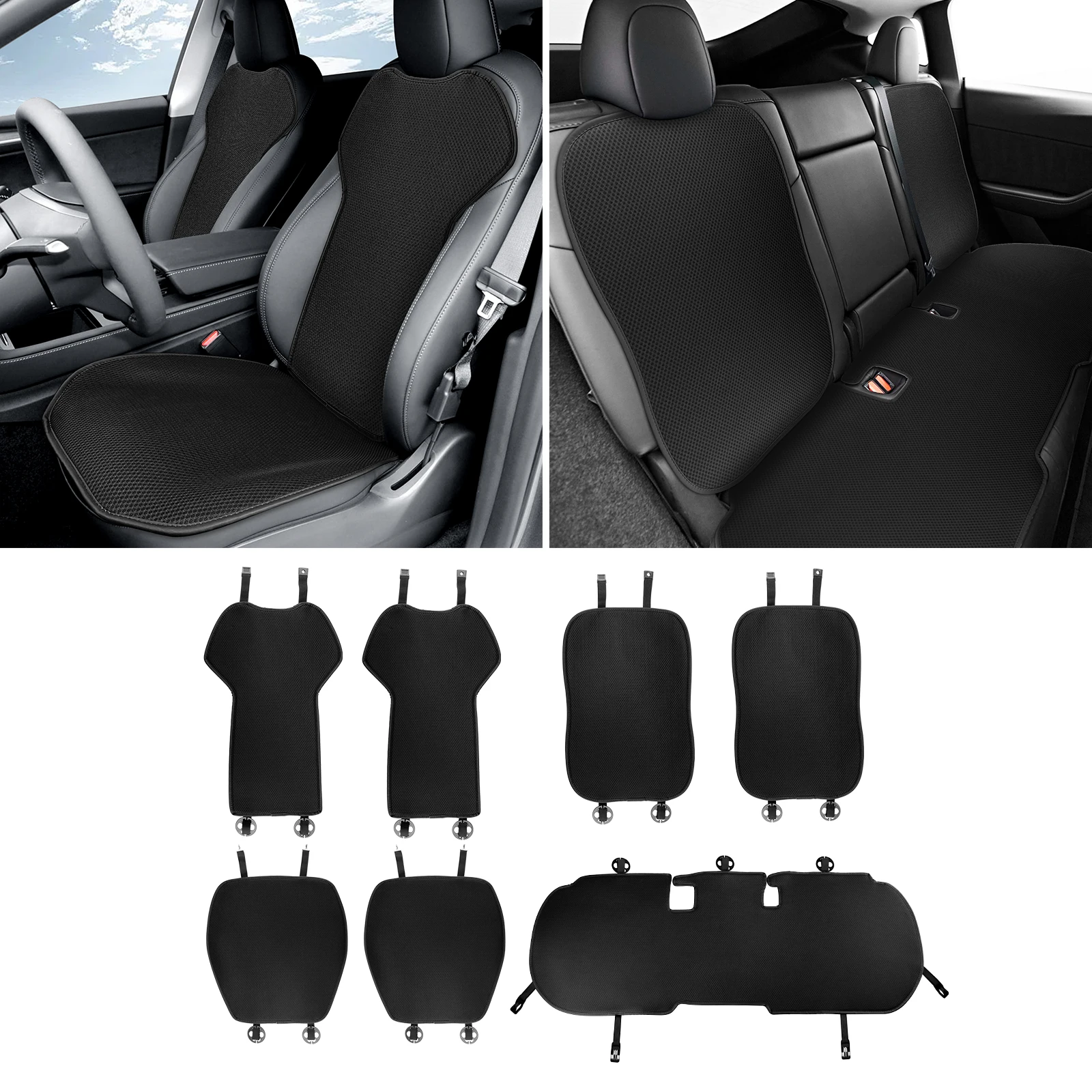 

Car Seat Cushion Breathable for Tesla Model Y 2018-2024 All Season Back Seat Pad Protector Cover Ice Silk Mats Accessories