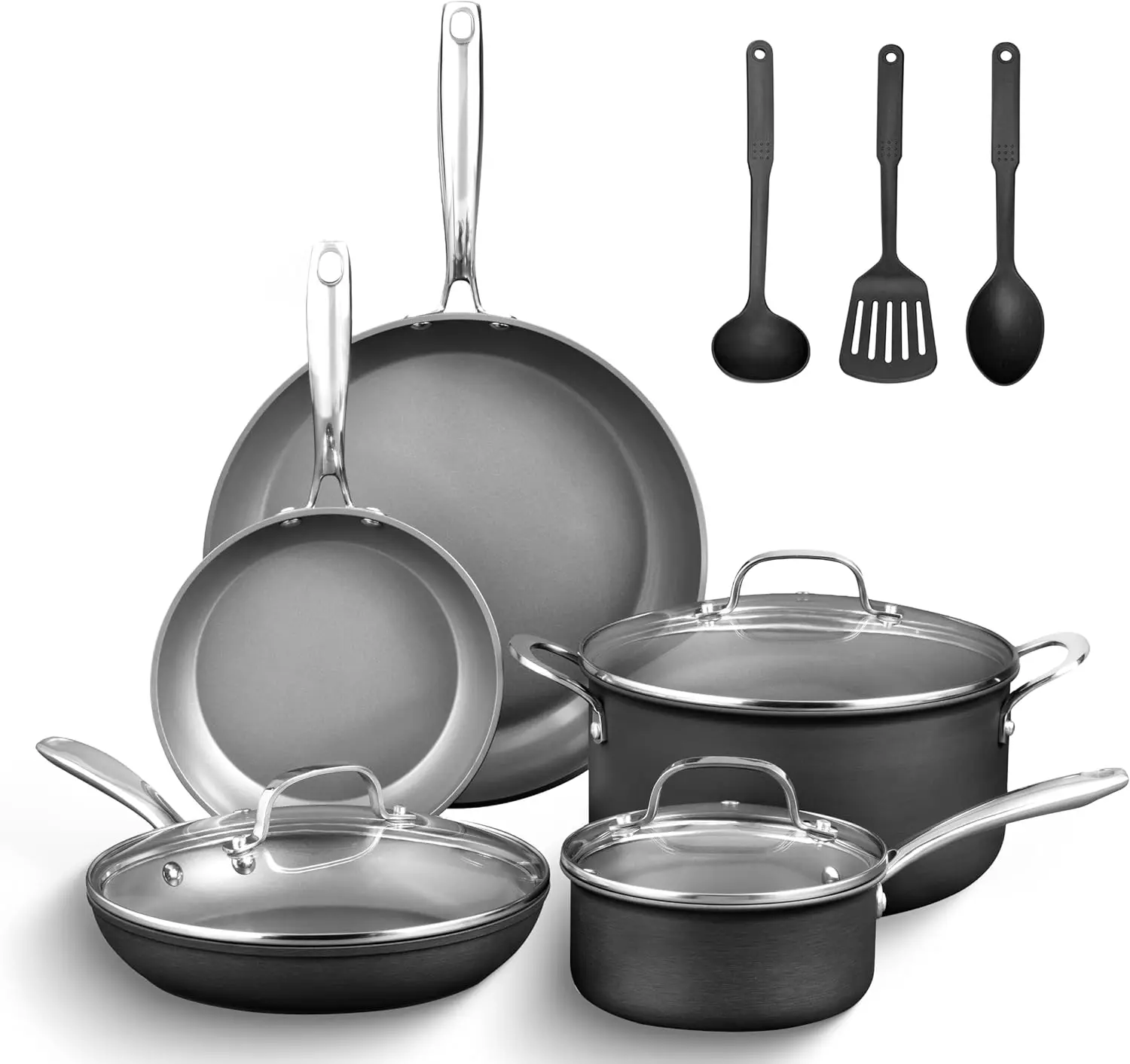 13 Pc Ceramic Pots and Pans Set Non Stick Cookware, Kitchen Cookware Sets, Pot and Pan Set, Hard Anodized Ceramic Cookware Set