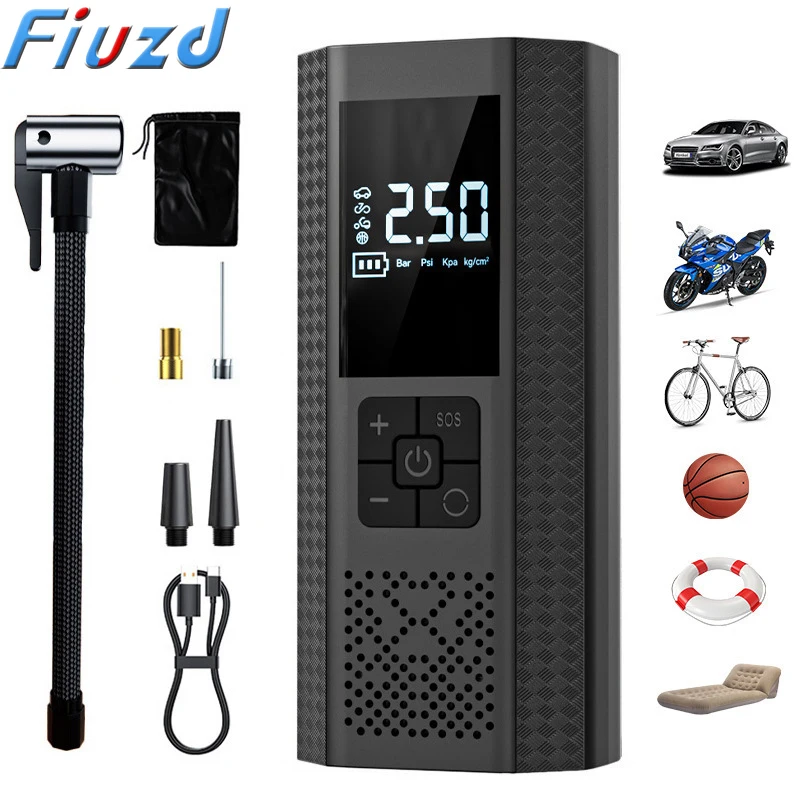 Portable Car Air Compressor 3X Faster 150PSI Cordless Tire Inflator Pump with Digital Gauge for Car Motorcycle Bike Air Pump
