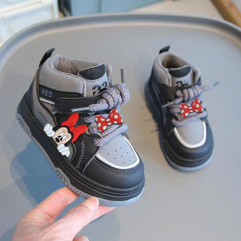 

Детские кроссовки Disney для малышей, детские кроссовки с Микки Маусом, весенне-осенняя повседневная обувь для мальчиков, высокие туфли для девочек, мягкая подошва
