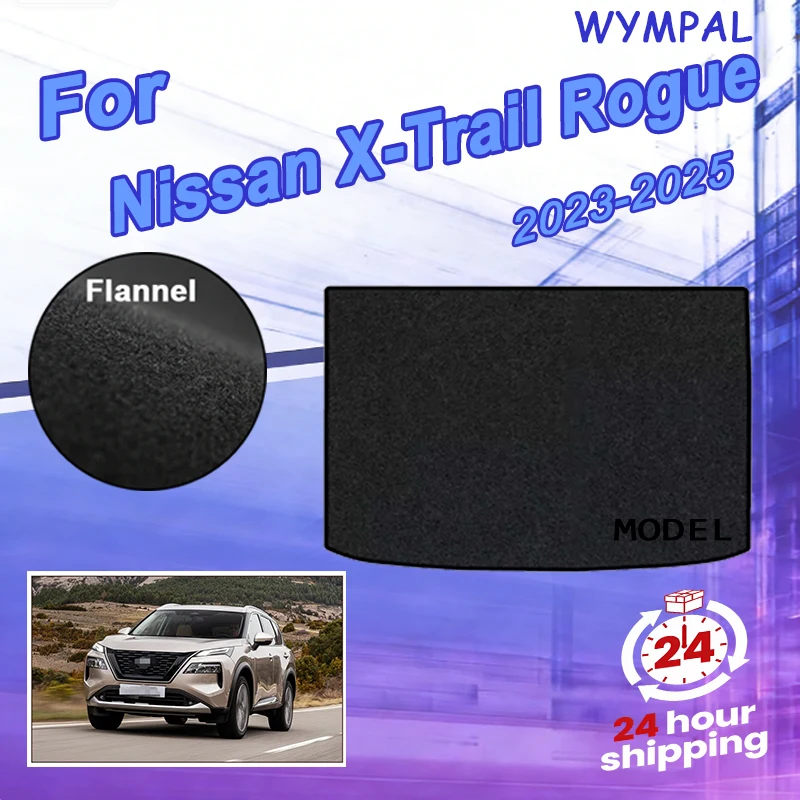Flanell-Kofferraummatten für Nissan X-Trail Rogue T33 2023 2024 2025 Hybrid-Version, schwarze, schmutzabweisende Teppiche für den Kofferraum