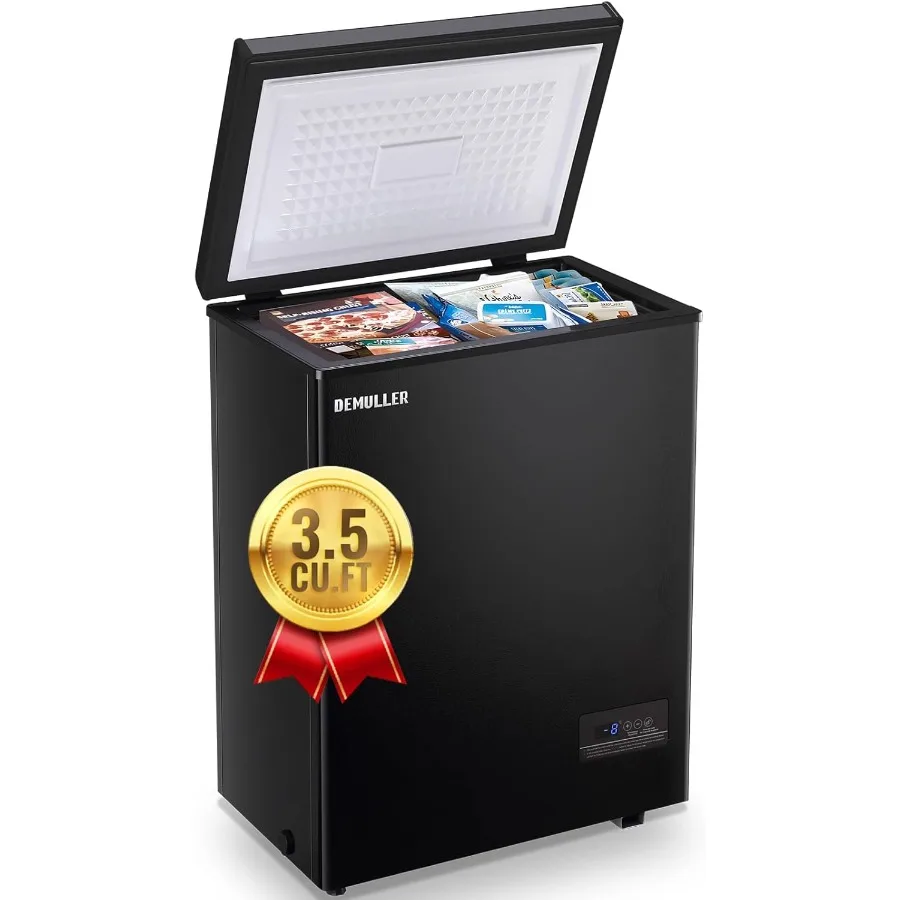 

Маленькая морозильная камера со съемной корзиной. Компактная мини-морозильная камера для домашнего гаража. Черная цифровая панель управления. Температура.