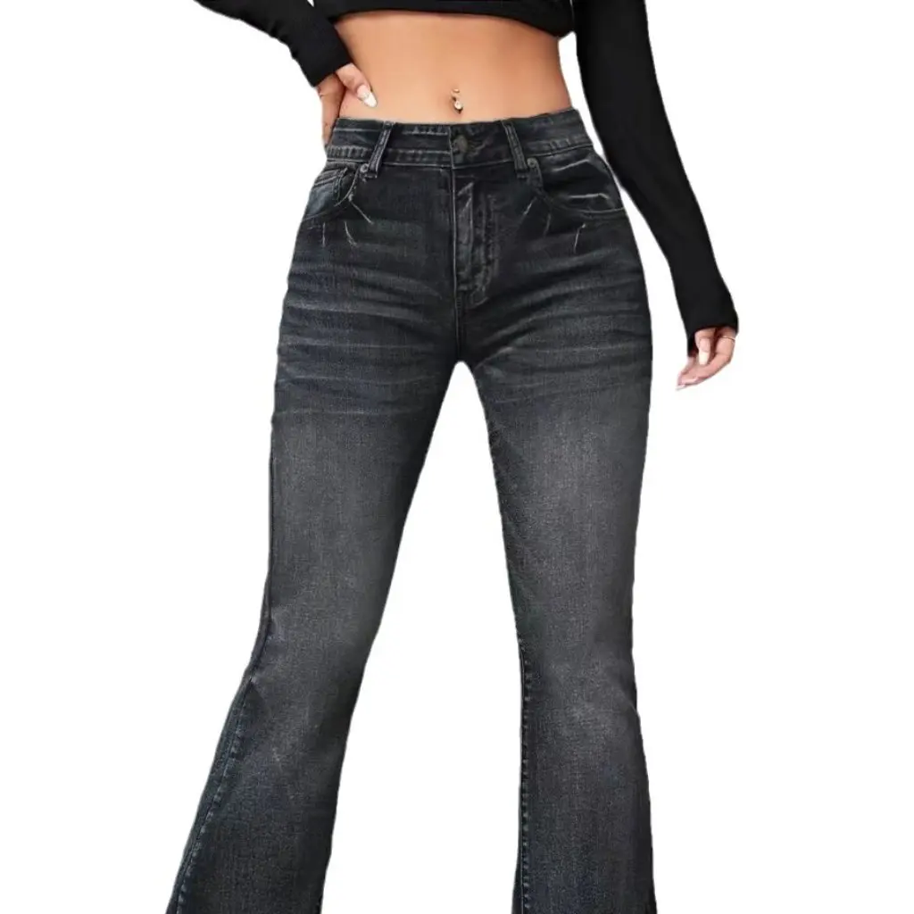 

European And American Women's High Waist Micro Jeans New Style Exclusive for Independent Station