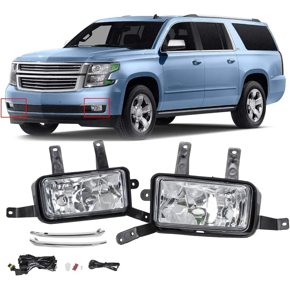 

2015-2018 Chevy Tahoe Suburban Clear Halogen Fog Lights, Direct Replacement for GM 2593160, 259216, 2592311, 2593311, LH & RH
