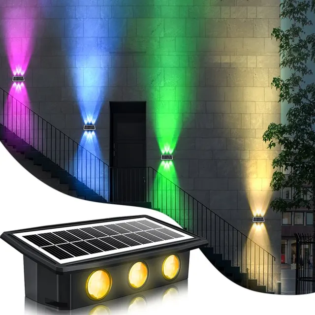 Dekoracyjne kinkiety solarne Solar Garden Step Stair Lights IP65 Wodoodporne RGB Białe Ciepłe Białe Kolorowe Zewnętrzne Światło Słoneczne