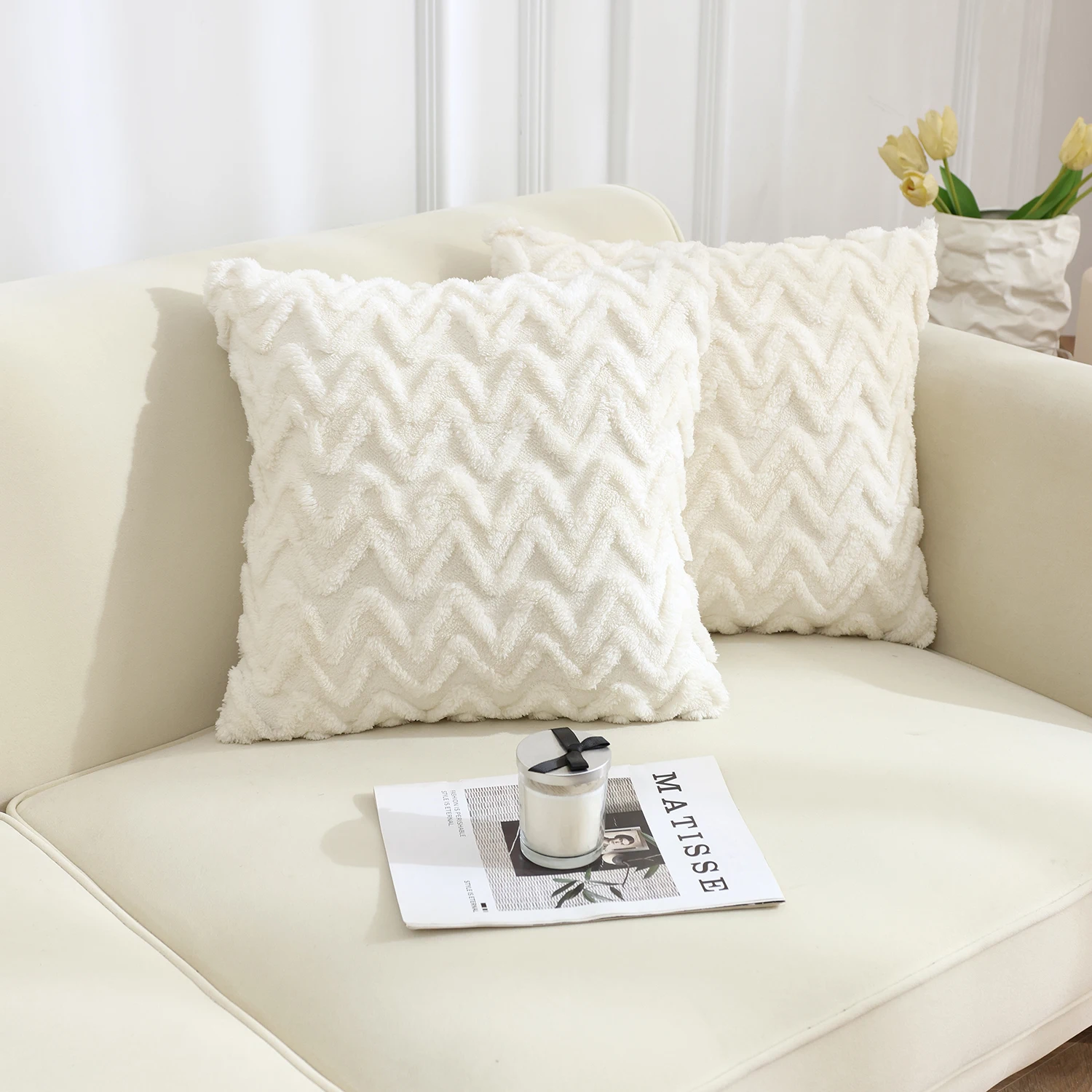 1pc Autumn And Winter Throw Pillow Covers, Jacquard Plush Throw Pillowcase, Throw Pillow Covers Decor, Home Decor, Room Decor