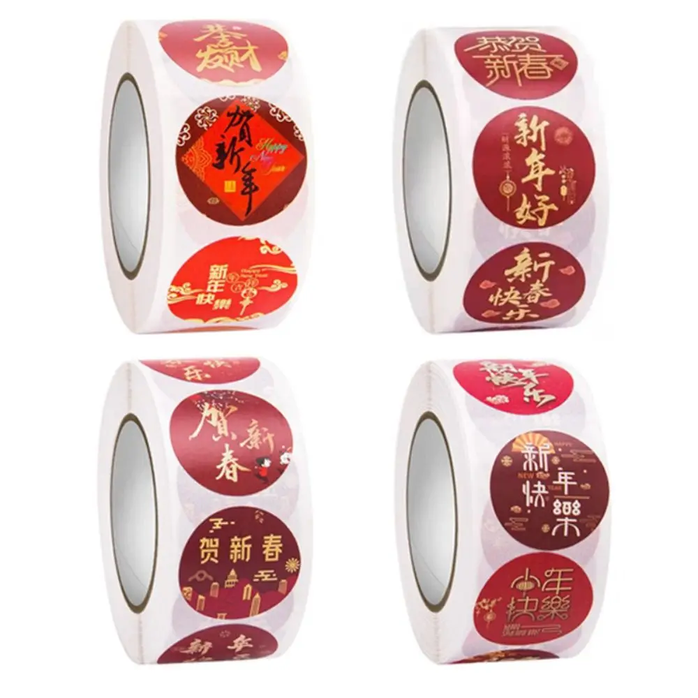 500 Stickers Rolls Chinese Fu Stickers Red Envelope Design Year Of The Dragon Blessing Sticker Holiday Decorative