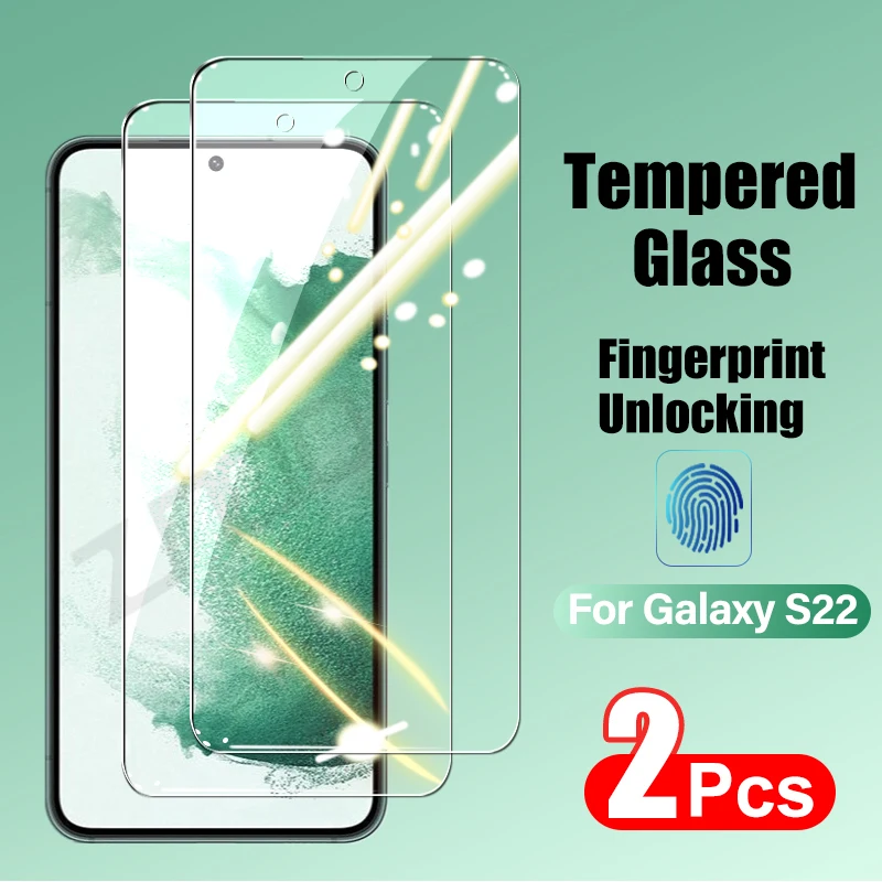2 Piezas de Vidrio Templado para Samsung Galaxy S21 S22 S23 Plus S24 FE S25 S26 Ultra S25edge Protector de Pantalla Desbloqueo por Huella