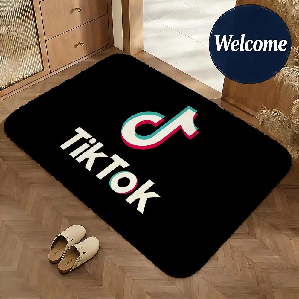 Soft Flannel Floor Mat Media TikTok Floor Mat Non-Slip Absorbent Doormat Bathroom Bedroom Home Decor Rug