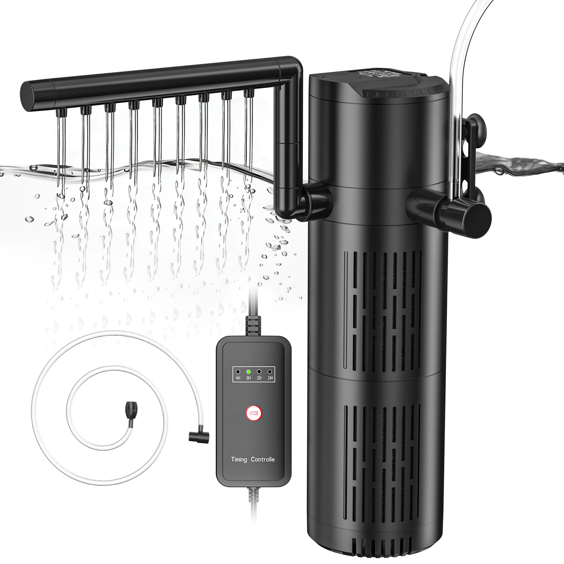 Aquarium Filter mit UVC Klärer Aquarium Innenfilter 6W, 5-in-1 Aquariumfilter für 40L-100L Aquarien-EU