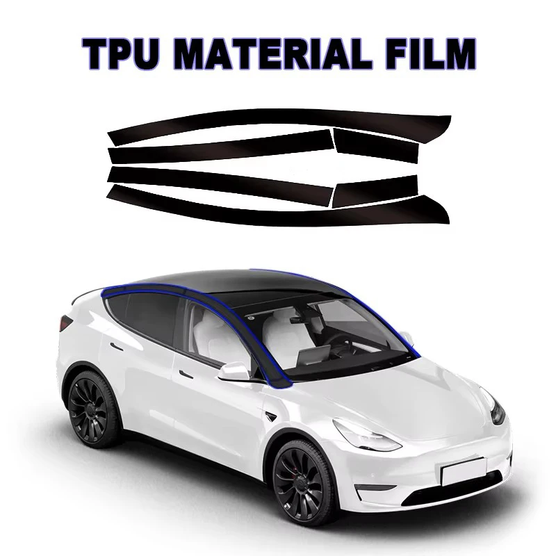 Customized Suspended Roof Film for Tesla Model Y 2020-2023 Invisible Car Body Suit Original Vehicle Black TPU Protective Film