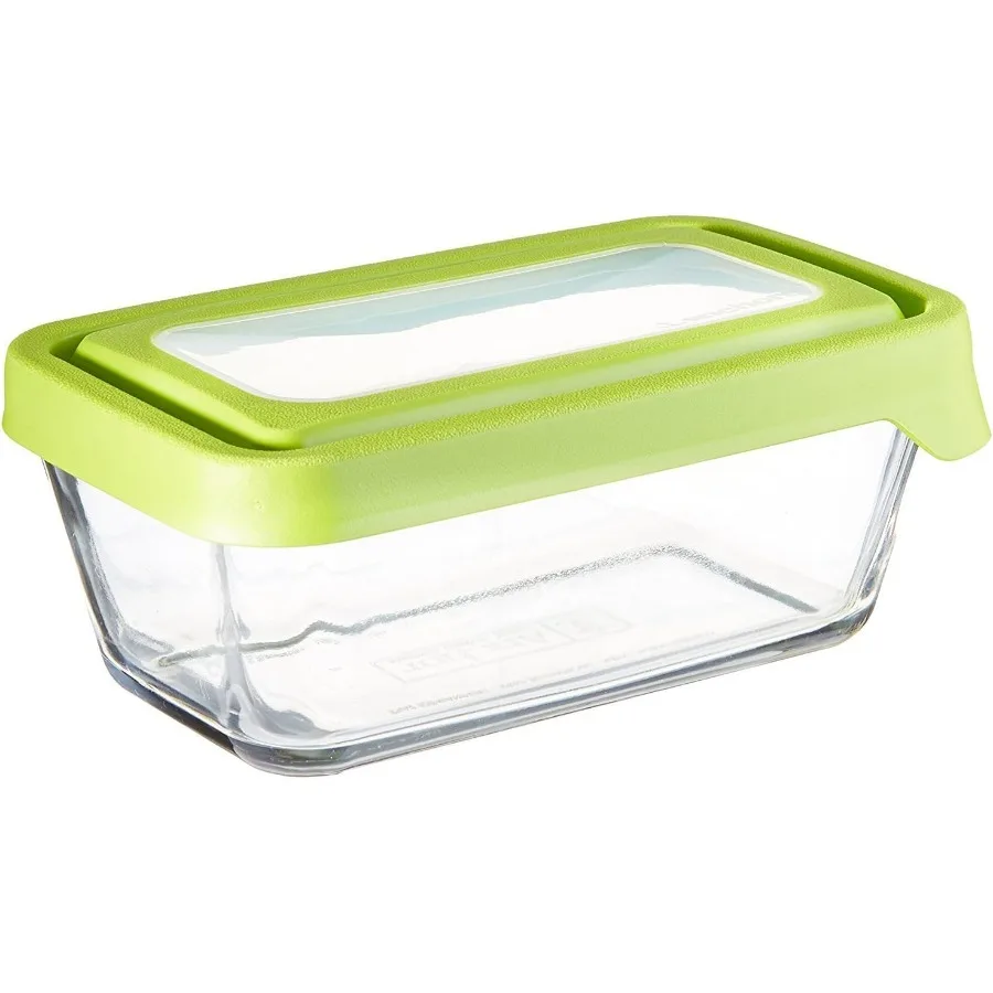 

4 3 4Cup Rectangular Food Storage Containers with Green TrueSeal Lids for Kitchen Meal Prep Airtight and LeakProof Storage Solu