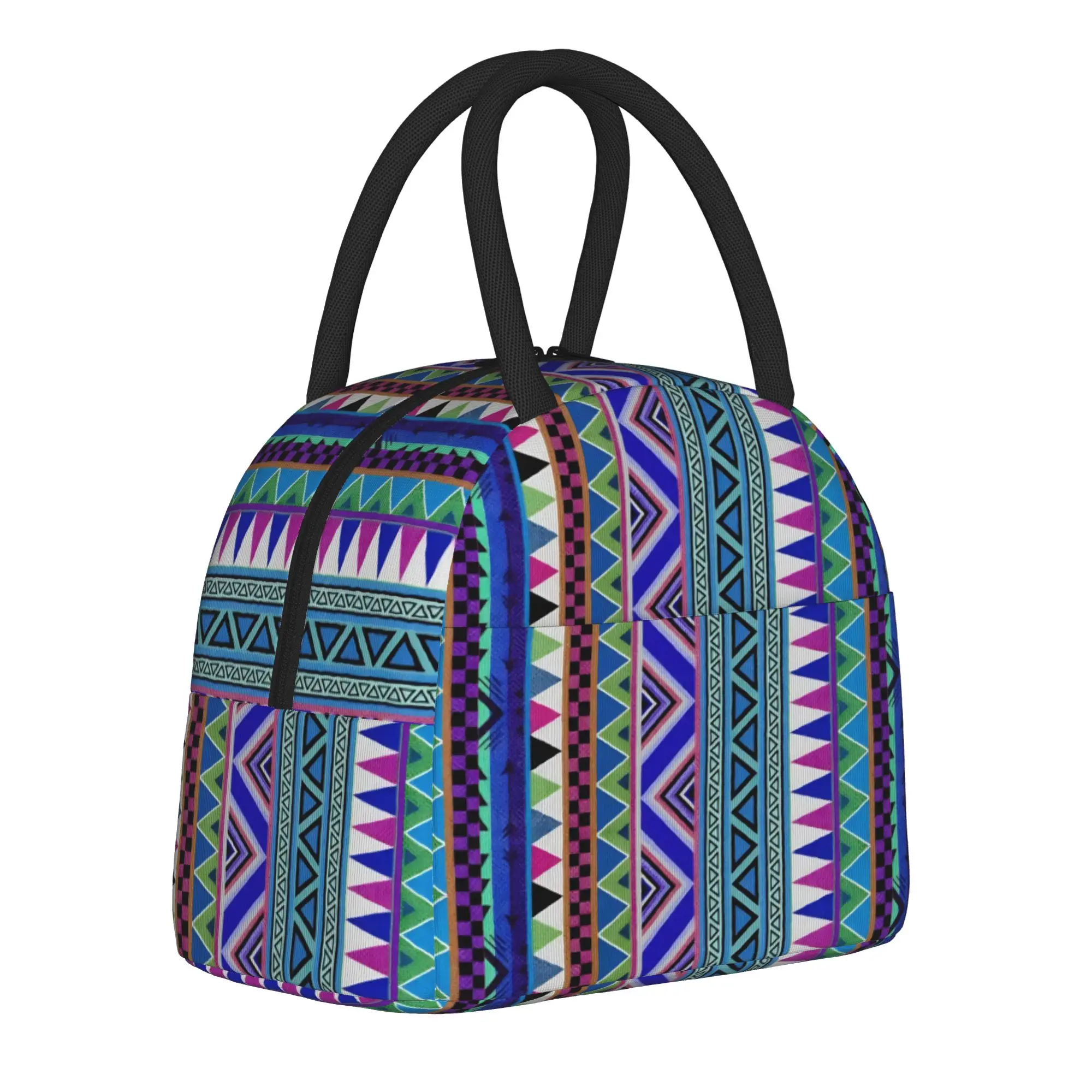 Traditional Ethnic Tribal Insulated Lunch Bags Thermal Bag Reusable,Lunch Container  Leakproof Lunch Box Tote Bento Pouch
