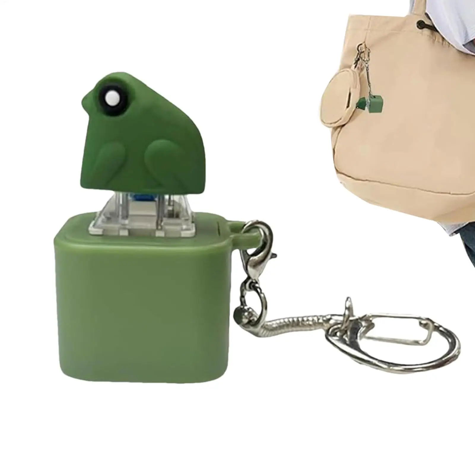 Clicking Fidget Toy Frog Croaking Toy Fun Rechargeable Keychain with Lights Adult Sound Single Button Soft Squeeze Keychain