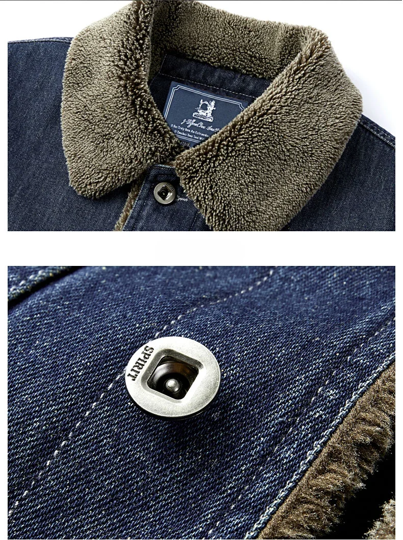 padded Denim Jacket Men's 2024 Winter New lambswool Thickened Casual Loose Retro Outdoor Travel Lapel Tops Men's Warm Coat