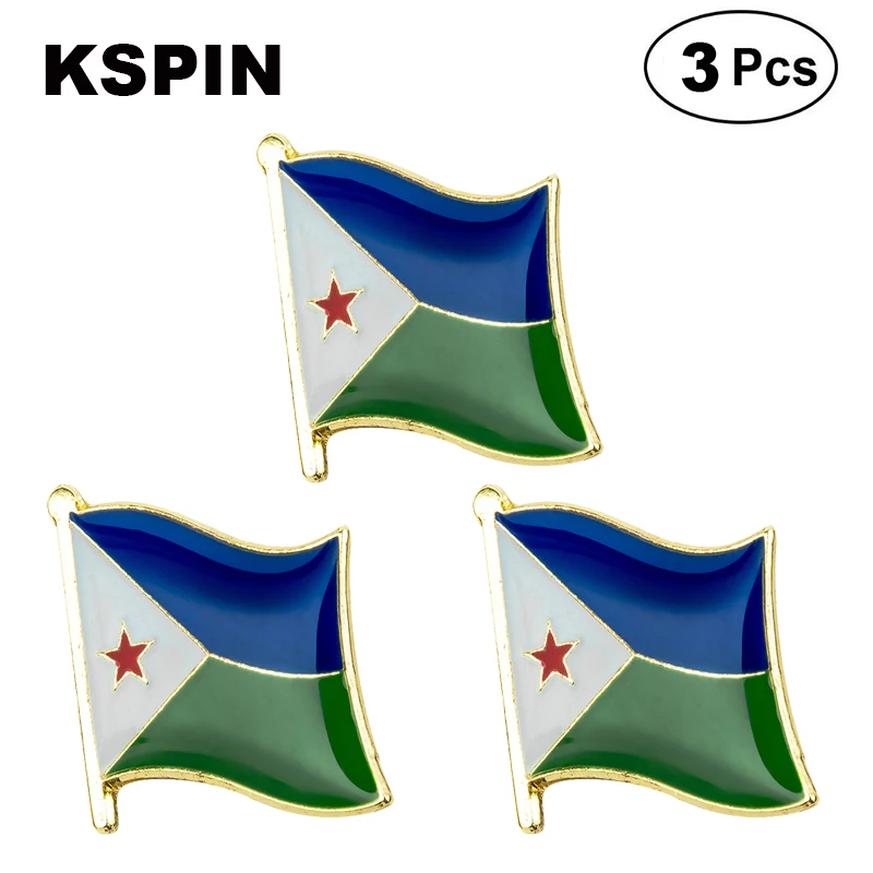 3pcs a lot Djibouti Flag Lapel Pins Badges Brooches