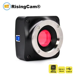 RisingCam ad alta risoluzione 45mp imx294 sensore CMOS da 4/3 pollici USB3.0 fotocamera per microscopio digitale per microscopio trinoculare brightfield