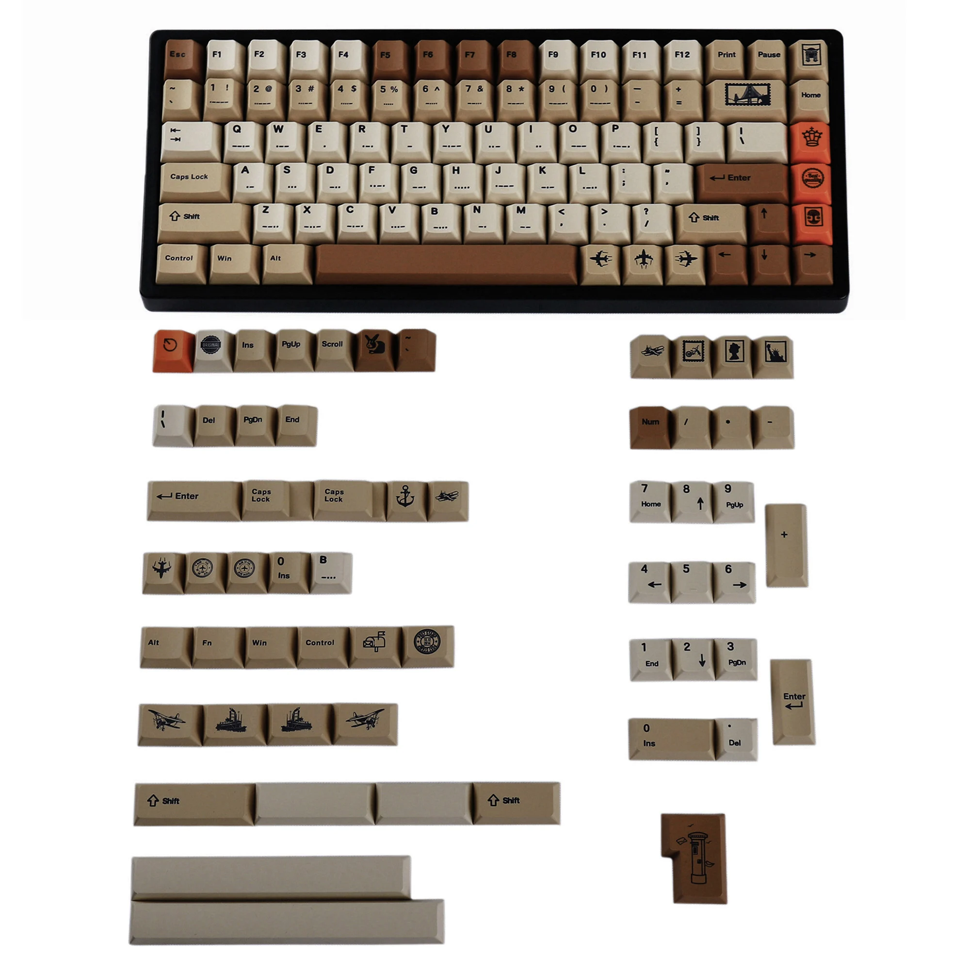 

Retro era theme keycaps Original highly mechanical keyboard PBT sublimation keycaps 60/68/84 and other dedicated